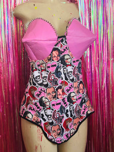 Pink Vinyl Corset and Panties Set