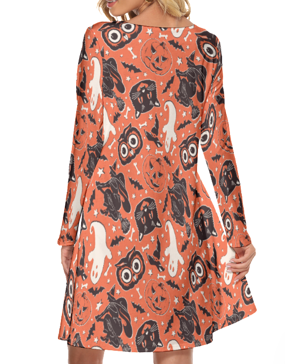 Long Sleeve Retro Halloween Dress