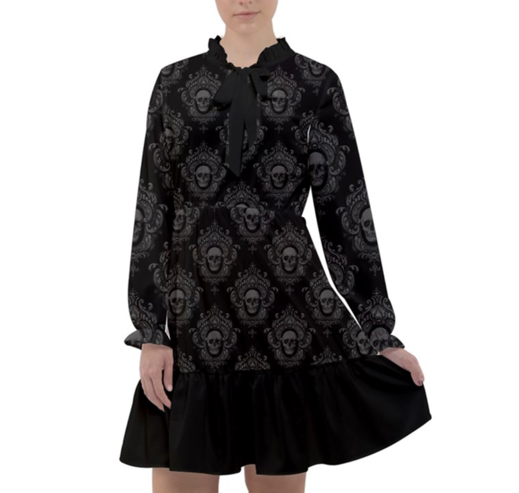 Black Skulls 60's Flounce Dress