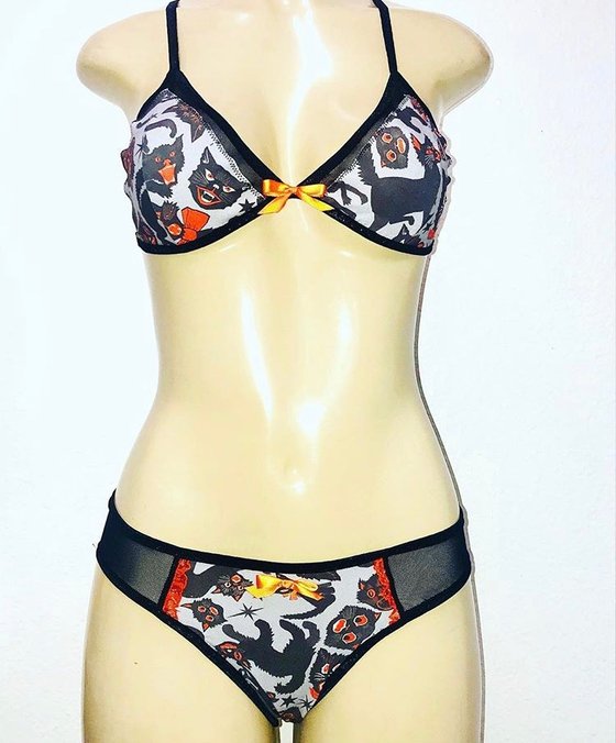 Image of Black Cat Lingerie Set